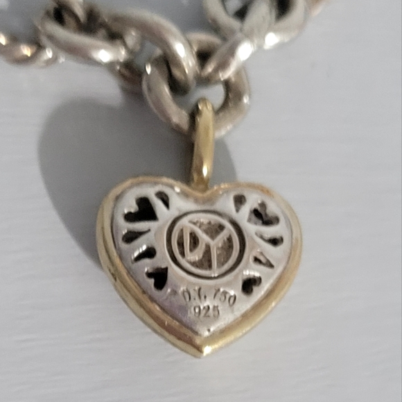 David Yurman Two-Tone Cable Heart Charm Bracelet - Picture 3 of 9